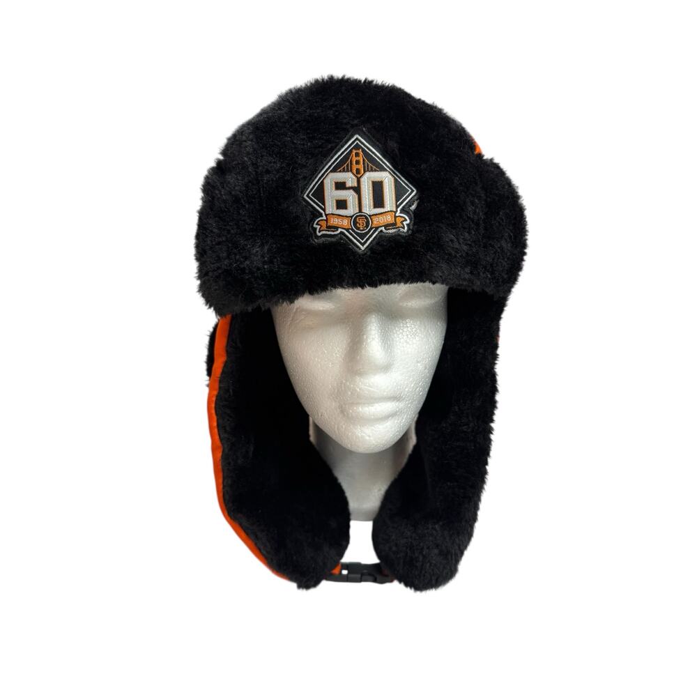 SF Giants Orange Black Ear Flap Hat MLB Beat LA 60 Years 1958-2018 River Rock
